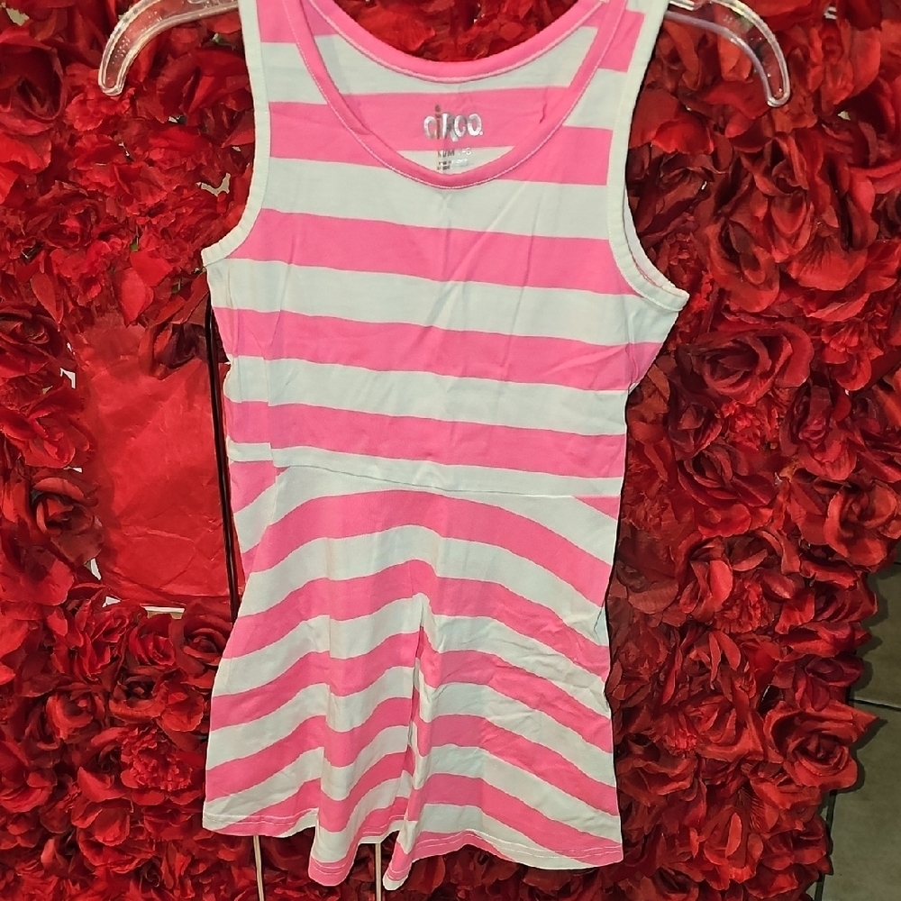 Circo Girls Pink and White Striped Kids Dress Size 7/8